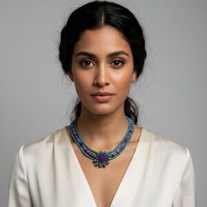 💎 Turquoise & Amethyst Necklace – Never Worn 💎